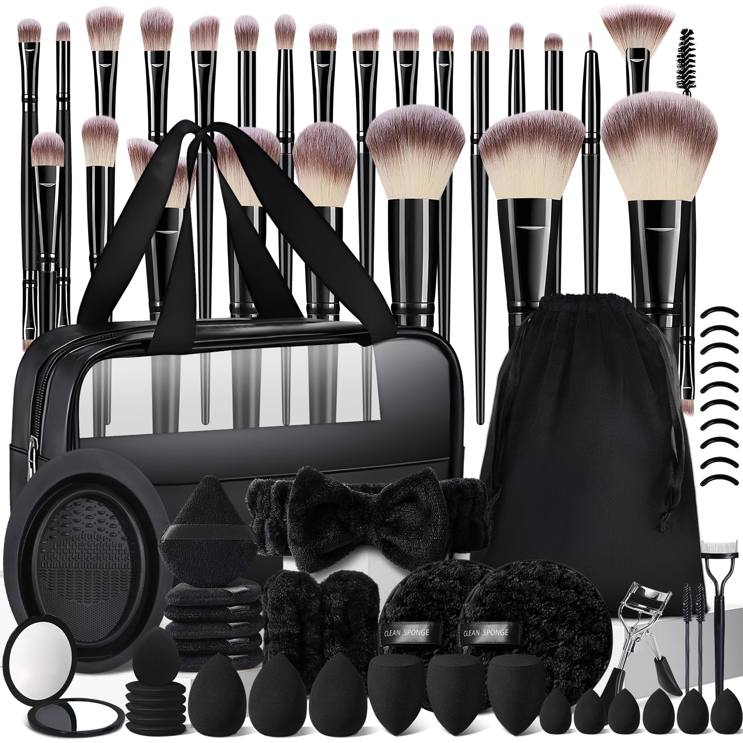 HGHDBT 72Pcs Black Makeup Brushes Set Professional with Case Premium Synthetic for Foundation Concealer Blush Eyeshadow Powder Contour Makeup Brush Kit Face Eye Make up Brushes & Tools
