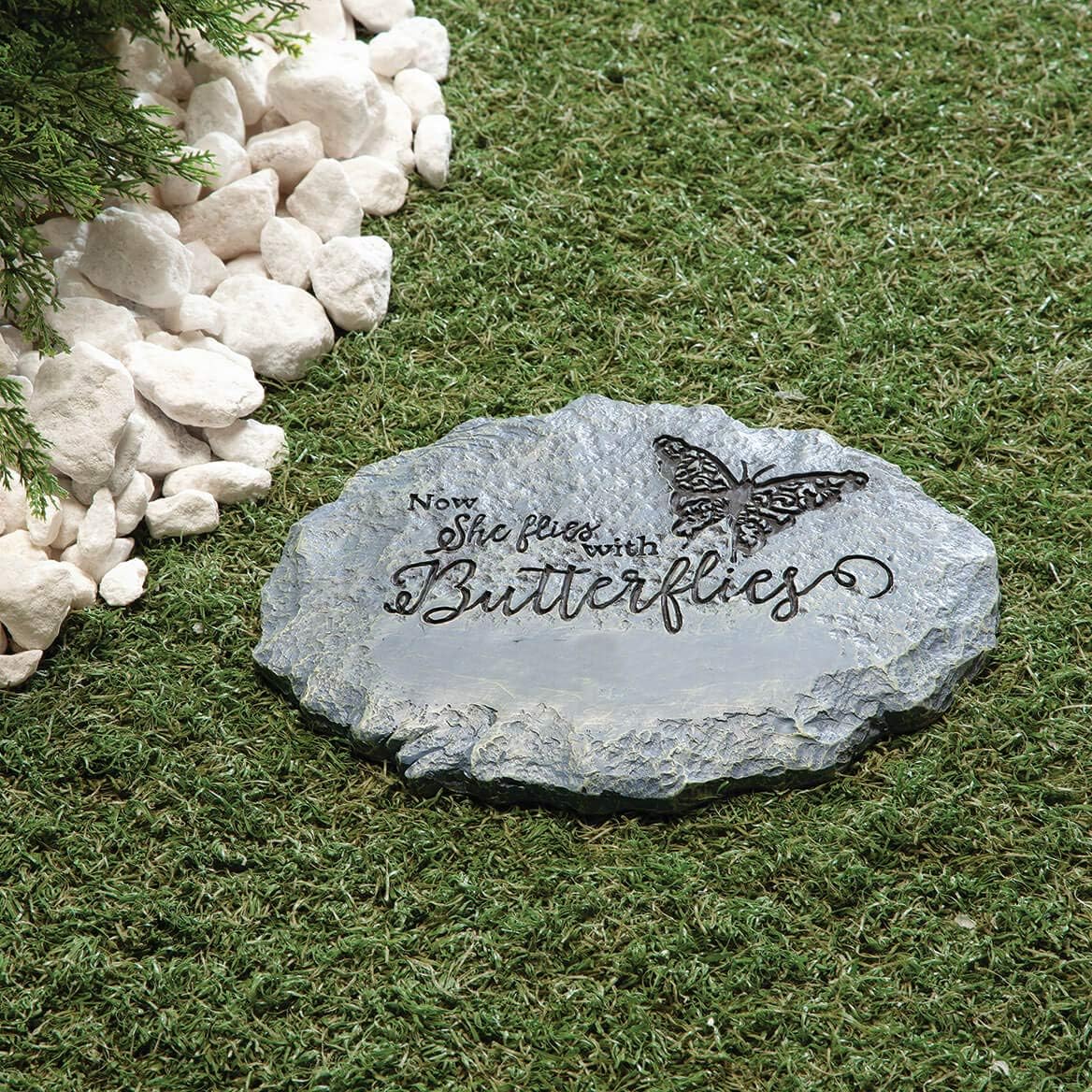 Fox Valley Traders Butterfly Memorial Stone, Remembrance Garden Stone, Gray, 10-Inch