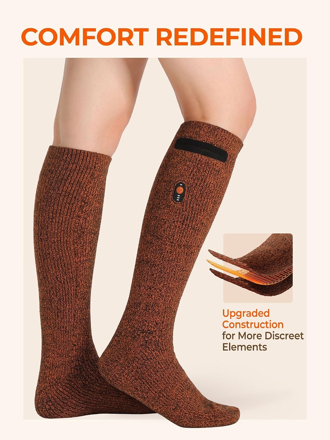 ORORO Heated Socks for Men Women, Rechargeable Electric Socks for Cold Feet