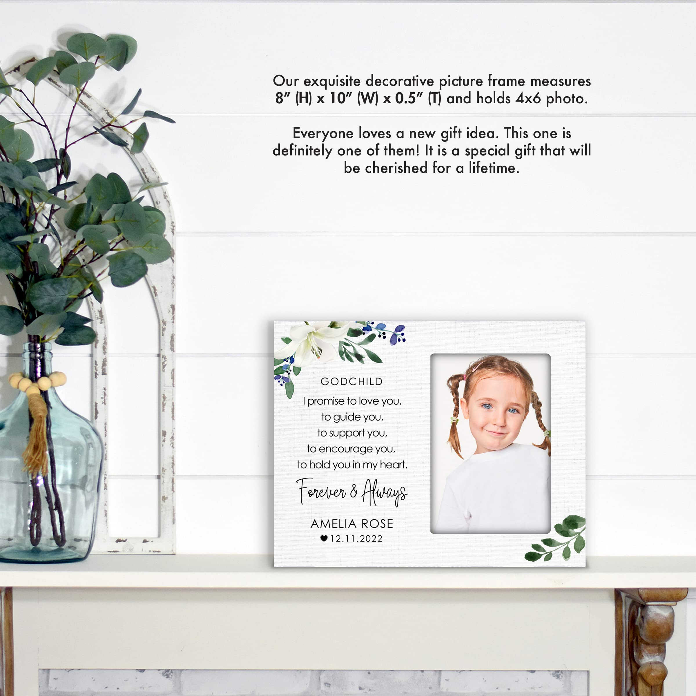 LifeSong Milestones Wood Picture Frame 8x10 holds 4x6 Photo (I Promise To)