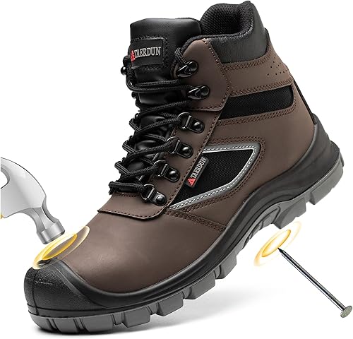 Steel Toe Boots for Men Waterproof Work Safety Shoes Non-slip Breathable Comfort Lightweight, Industrial & Construction Shoes, Indestructible