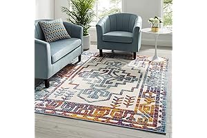 Modway Reflect Distressed Geometric Indoor and Outdoor Rug in Aztec Print