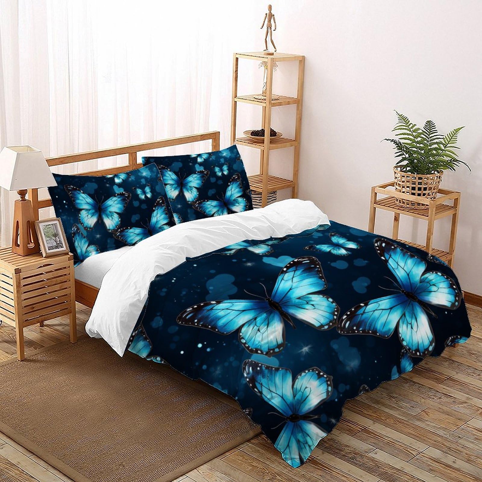 Housse de couette 260x220cm microfibre anti-glissement pour lit adulte avec fermeture éclair