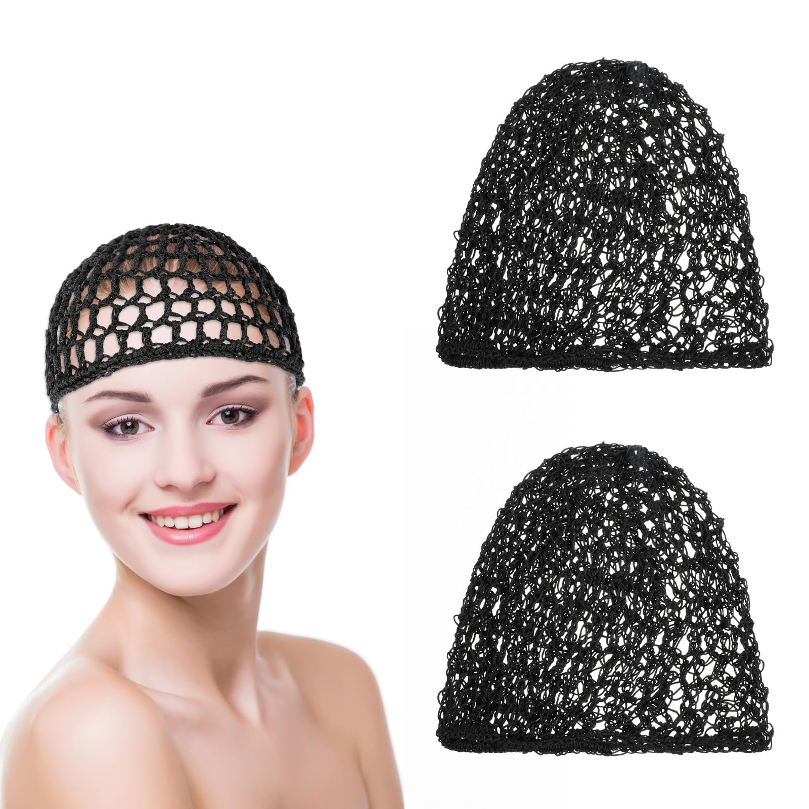 Lot De 2 Filets à Cheveux En Crochet Doux - Bonnet De Nuit Élastique Pour Cheveux Longs, Sommeil Et Sport