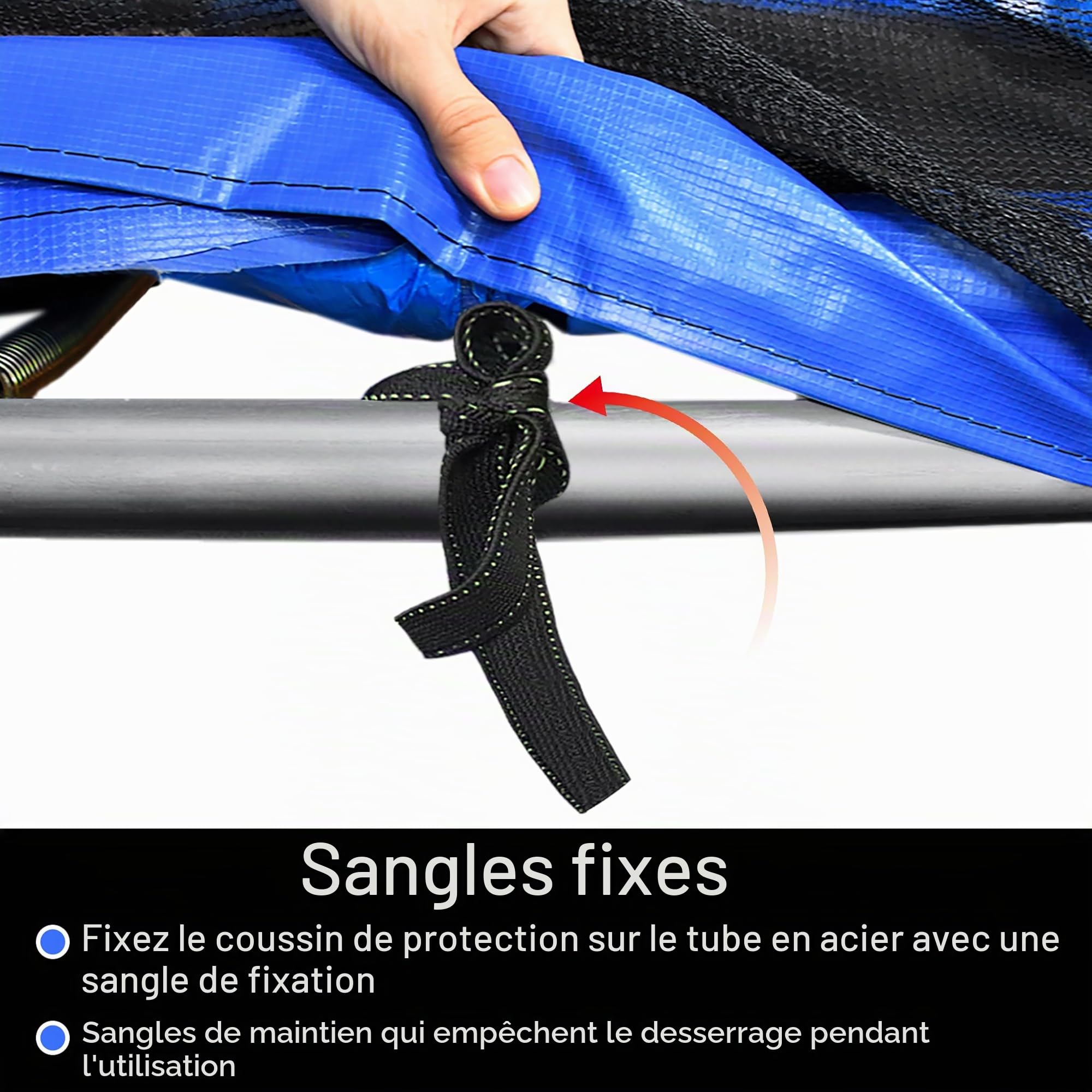 LZQ Housse de protection pour trampoline - En PVC - Pour trampoline - Diamètre : 244/305/366 cm - Protection des bords - Tapis de sécurité résistant aux UV - Accessoire de trampoline indéchirable - Bleu tricolore