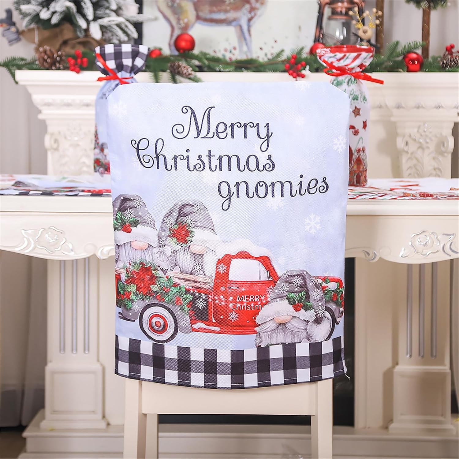 Christmas Chair Christmas Decoration Truck Chair Back Slipcovers New Year 2024 Ornaments for Home Banquet