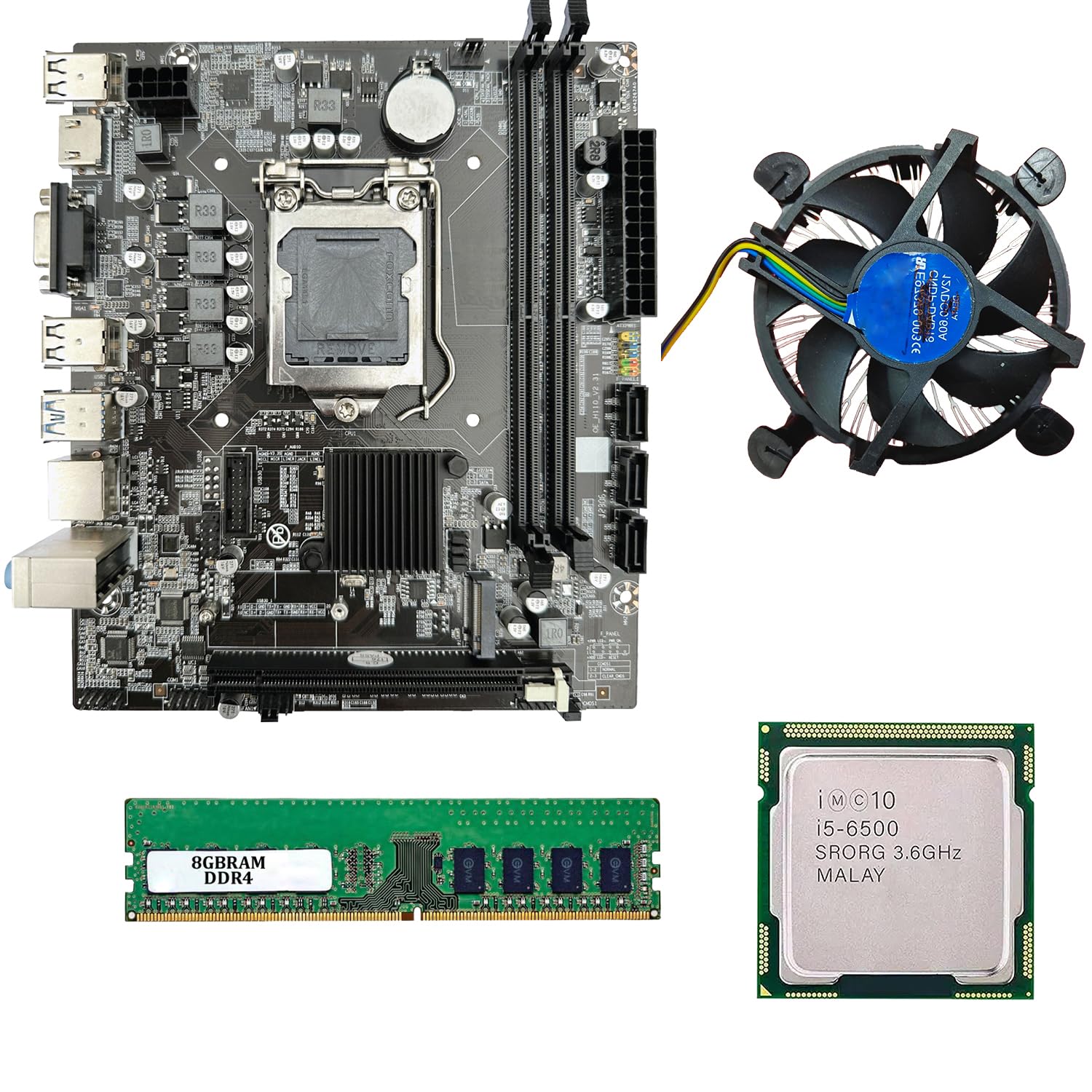 H110 Motherboard Combo with i5 6th Generation Processor, 8GB DDR4 RAM & Cooling Fan – LGA 1151 Desktop PC Upgrade Kit for Office Work, Home Computing and Business Applications-image-41