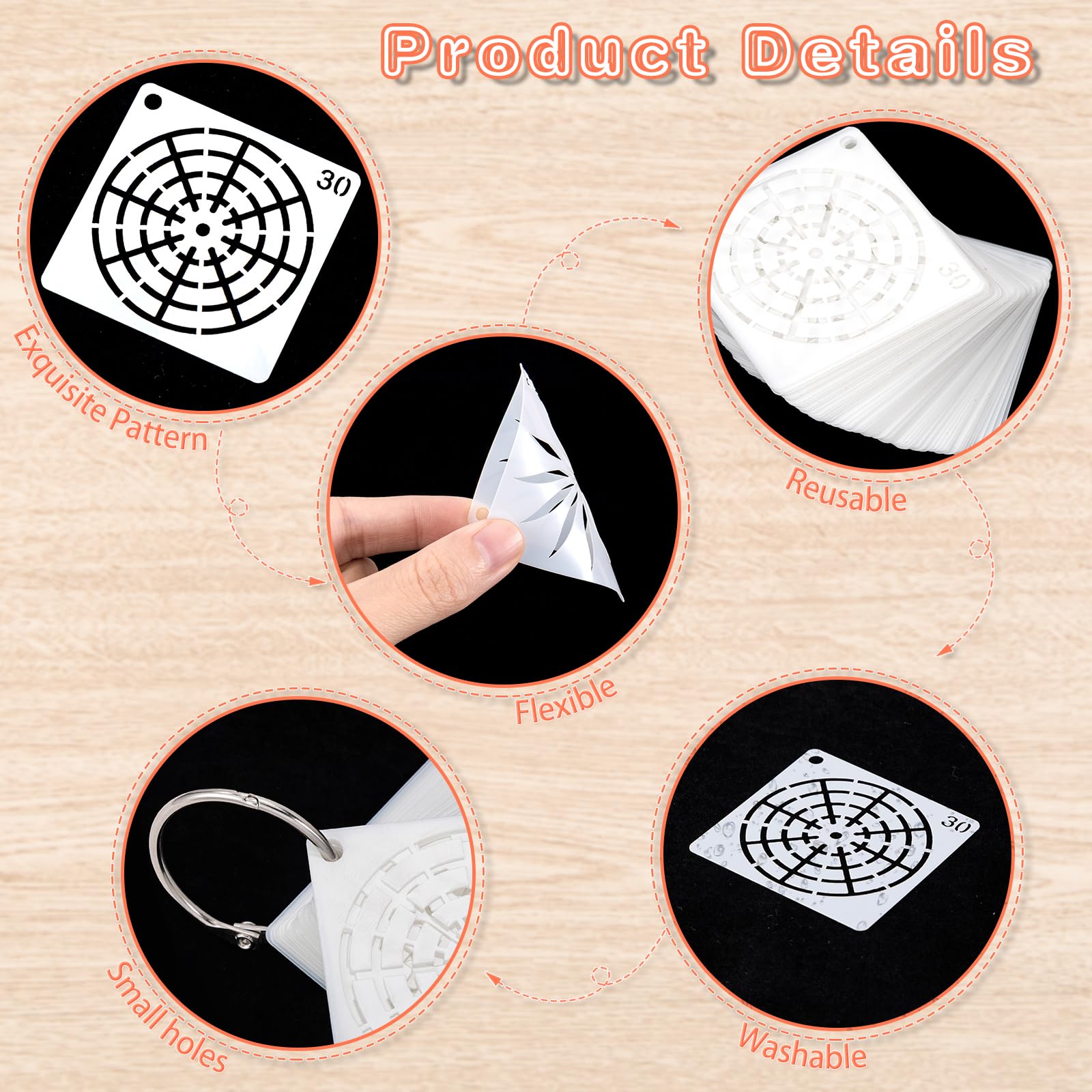 MWOOT 32 Stencil Per Pittura Mandala: Sagome Riutilizzabili In Plastica, 12x12 Cm – Idee Fai Da Te - 5