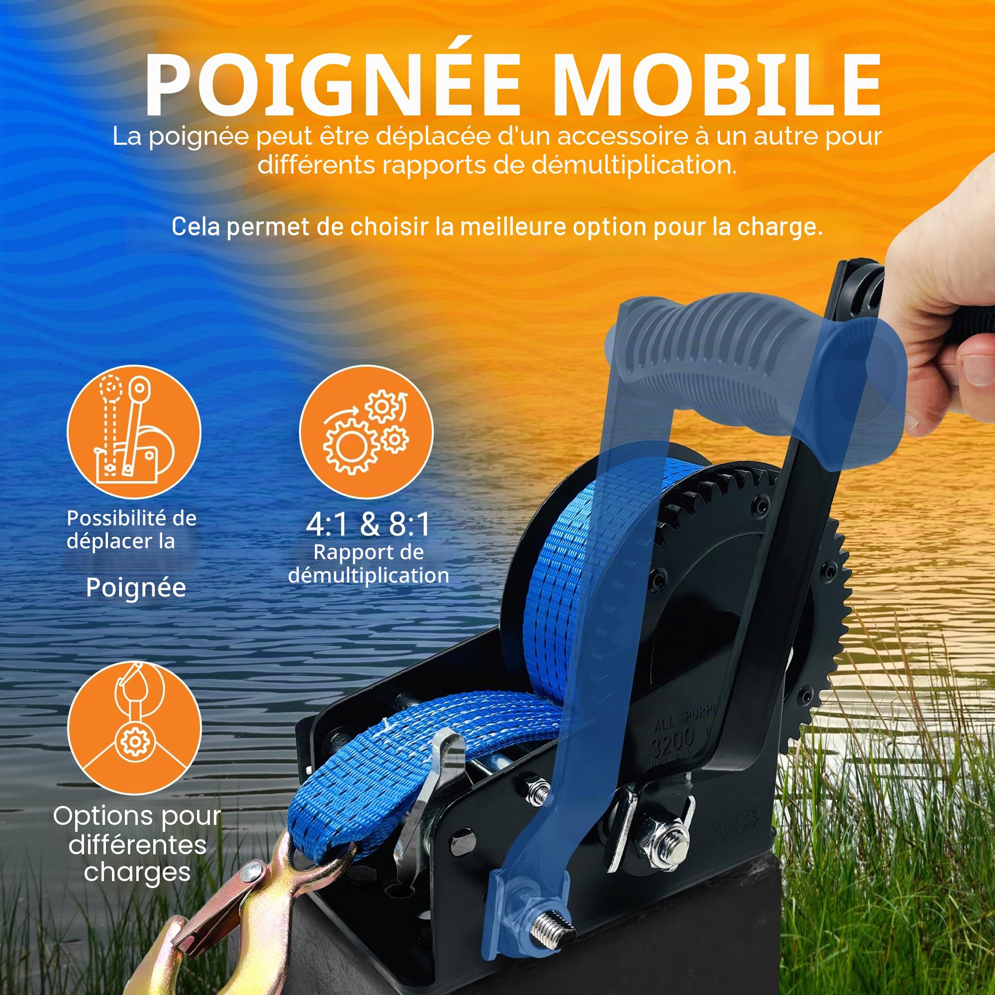 Better Boat BB-WNCH-3200 Treuil remorque Bateau Adulte Unisexe, Noir