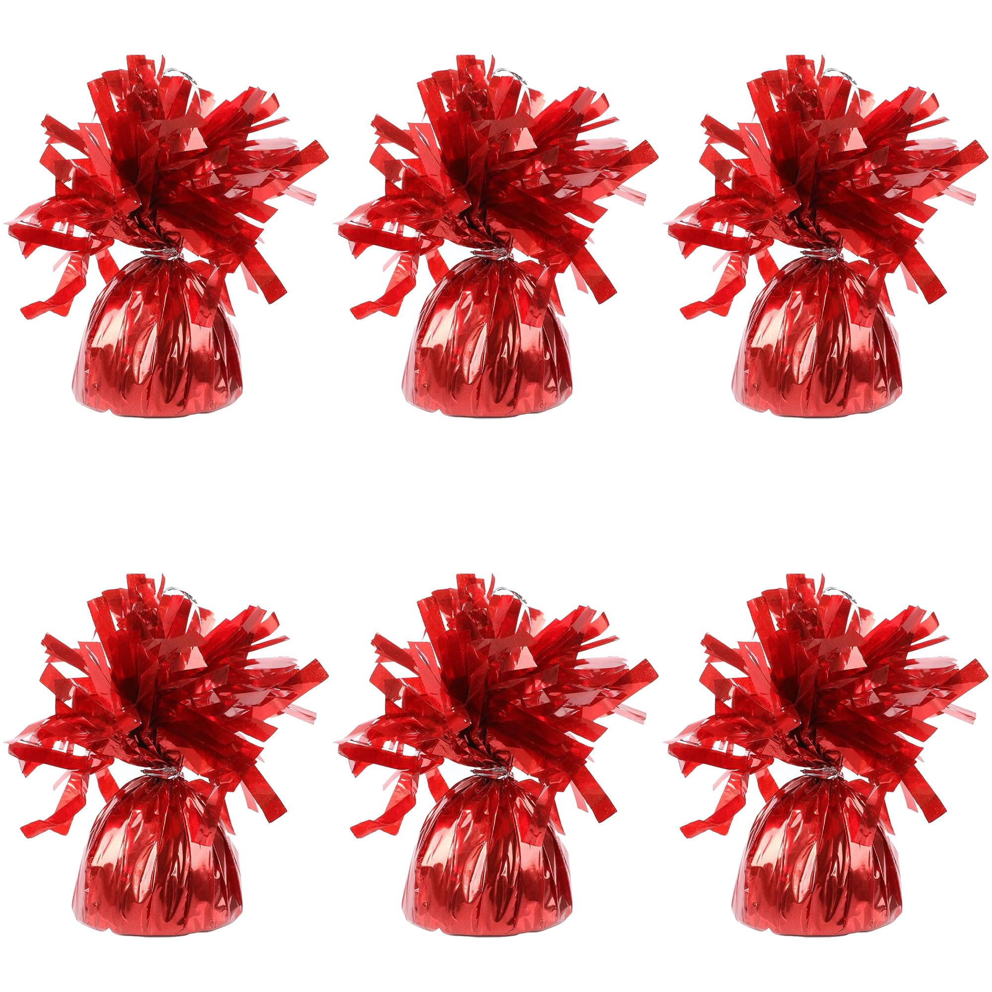 Foil Balloon Weights for Helium Balloons in Red Foil - 6x 160g Heavy Balloon Weights Birthday Party Wedding Celebration Décor with Tassles