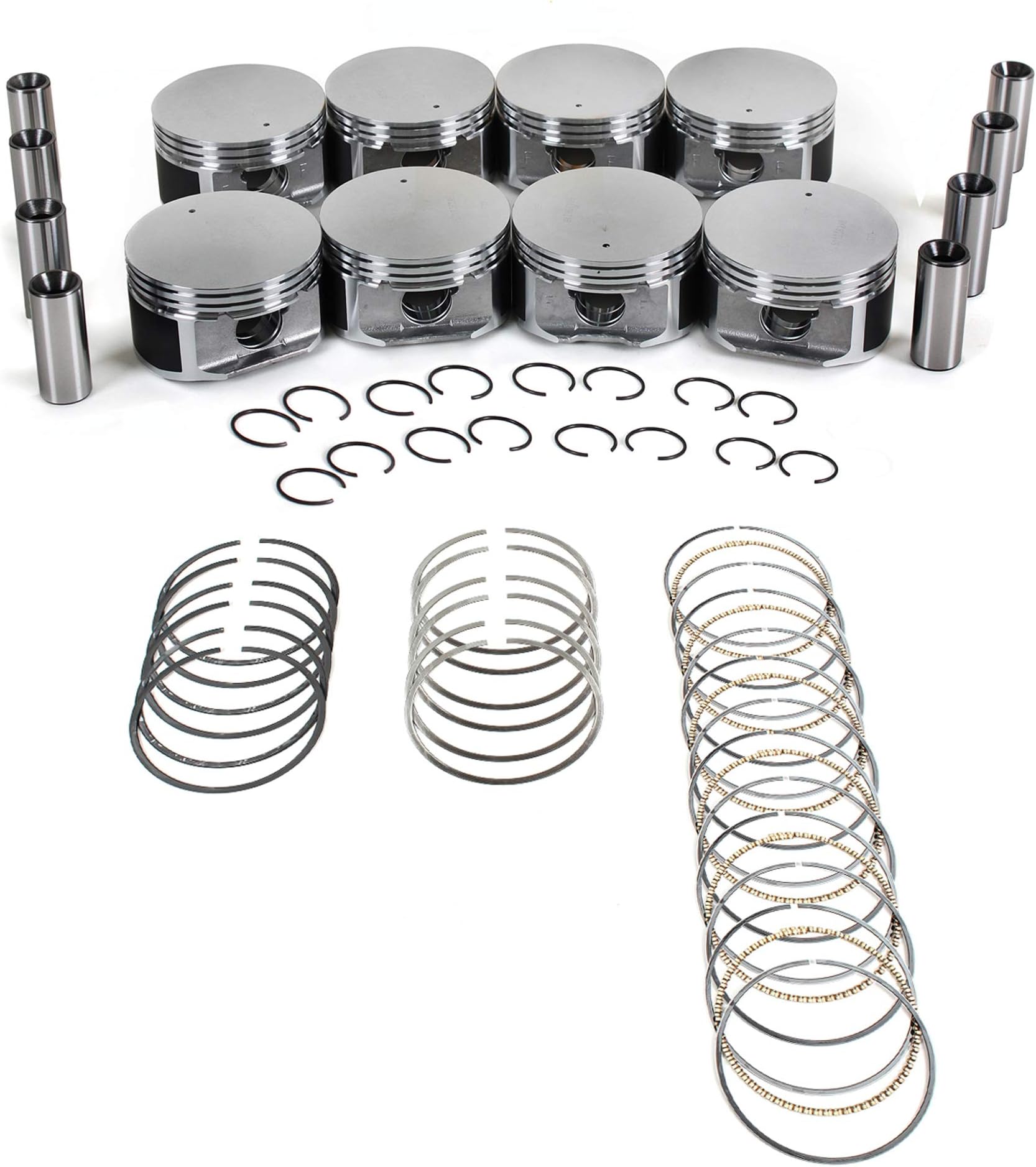 CNS Pistons with Rings Set Compatible/Replacement for 99-07 CHRYSLER/DODGE/JEEP/MITSUBISHI 4.7L (4703cc/287cid) SOHC V8 16V, "Power Tech 4.7"