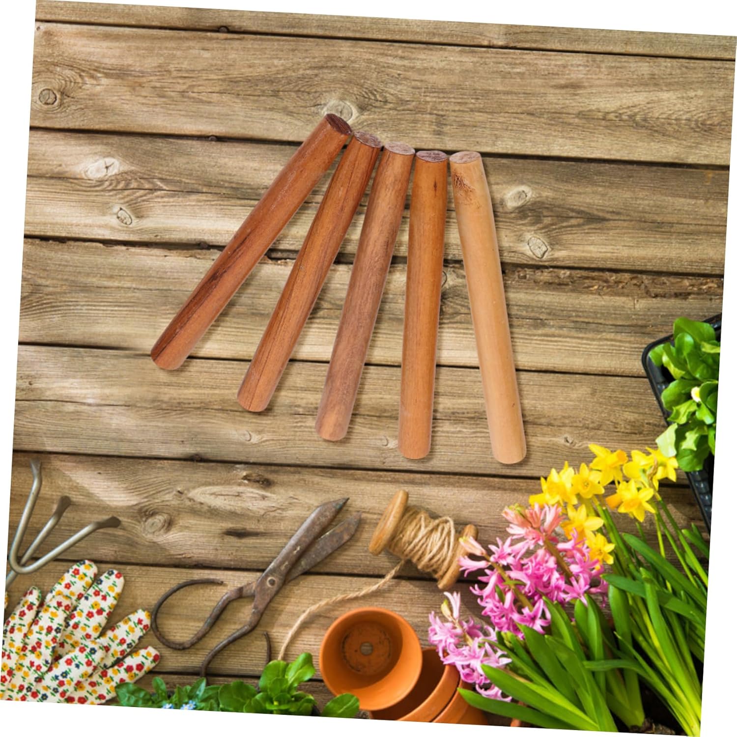 Totority 5pcs Ergonomic Wooden Hammer Handles Thick Wood Tool Replacement for Gardening and Landscaping Durable and Easy to Maintain with Elegant Finish