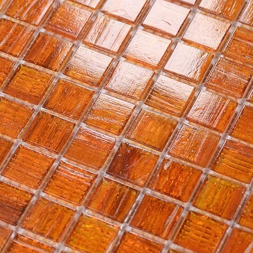 smafusion Azulejo de mosaico naranja de 11.5 pies cuadrados para baño, cocina, azulejos de piscina de vidrio, piscina, ducha, pared de acento, al