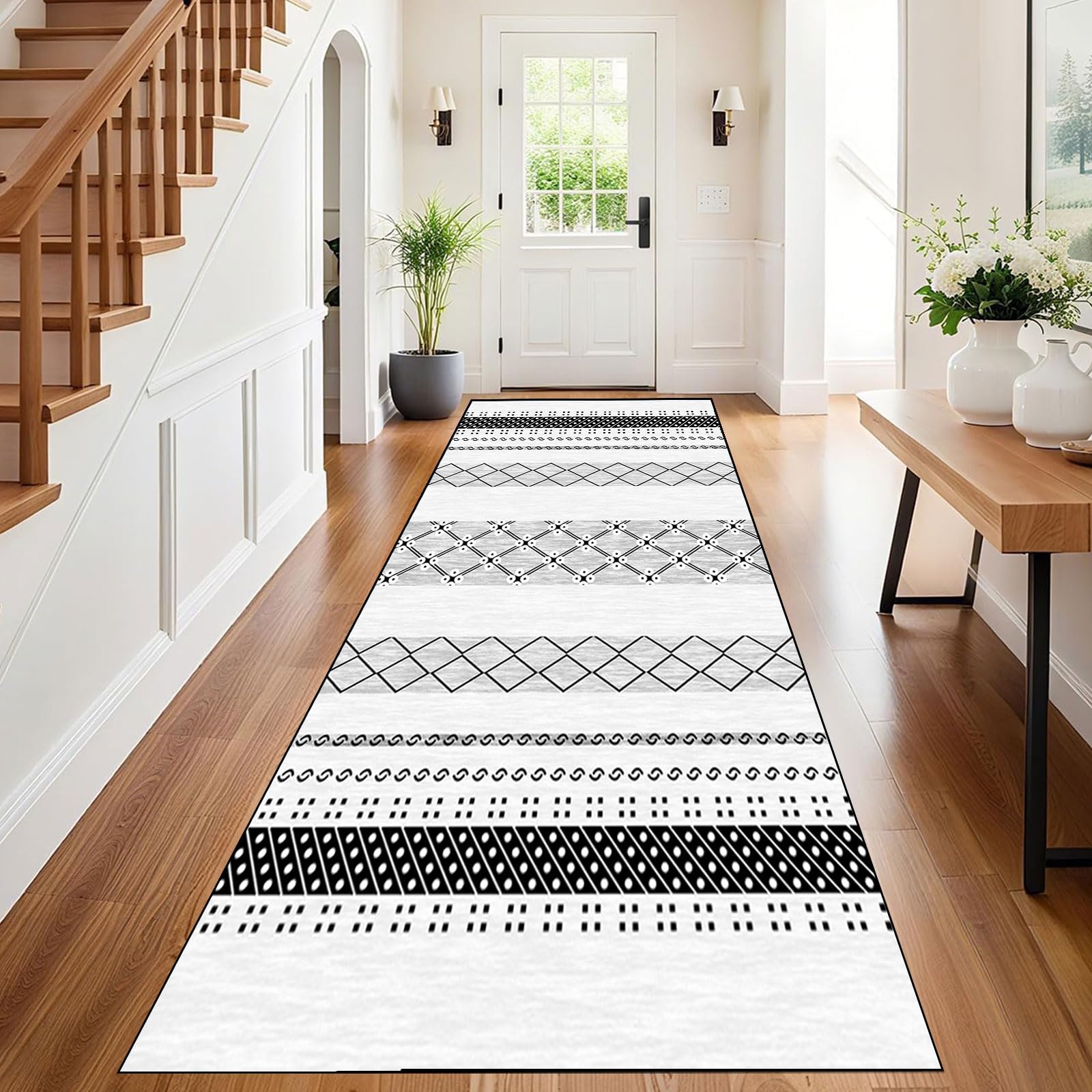 Alfombra de pasillo lavable con base antideslizante y tejido absorbente