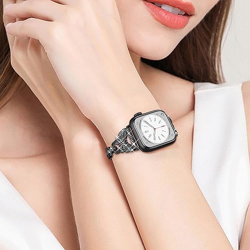 Miniatura 6 de Correa delgada y brillante de diseño de lujo, compatible con Dressy Luxury para mujer, de 1.575, 1.614, 1.496 pulgadas, correa para iWatch, diseño