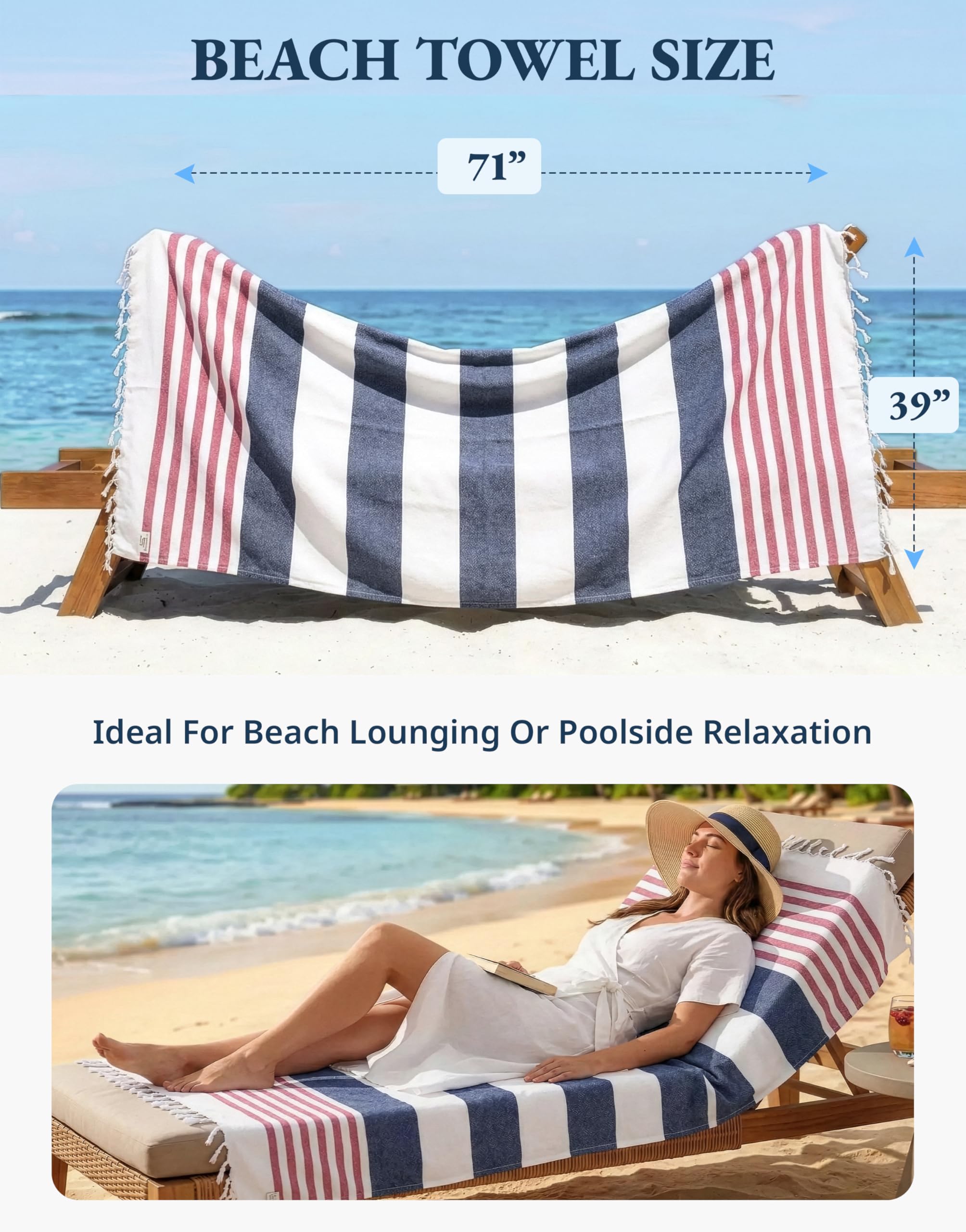Amazon.com: LANE LINEN Pool Towels, Turkish Beach Towels Oversized