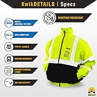 Vista 5 de KwikSafety - Charlotte, NC - Chaqueta de seguridad GUARD, INVESTIGATOR & DISPATCHER [Capucha plegable] Clase 3 ANSI probado OSHA, Bolsillo