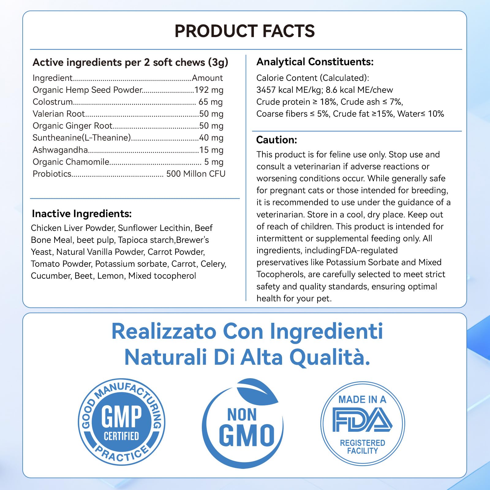 WEALLIN Calmante per Gatti, 200 Snack Naturali per Rilassatezza, Aiuta Contro Agitazione, Separazione, Visite Veterinarie, Viaggi, Suoni Forti, Gusto Pollo per Tutte Le Razze e Dimensioni