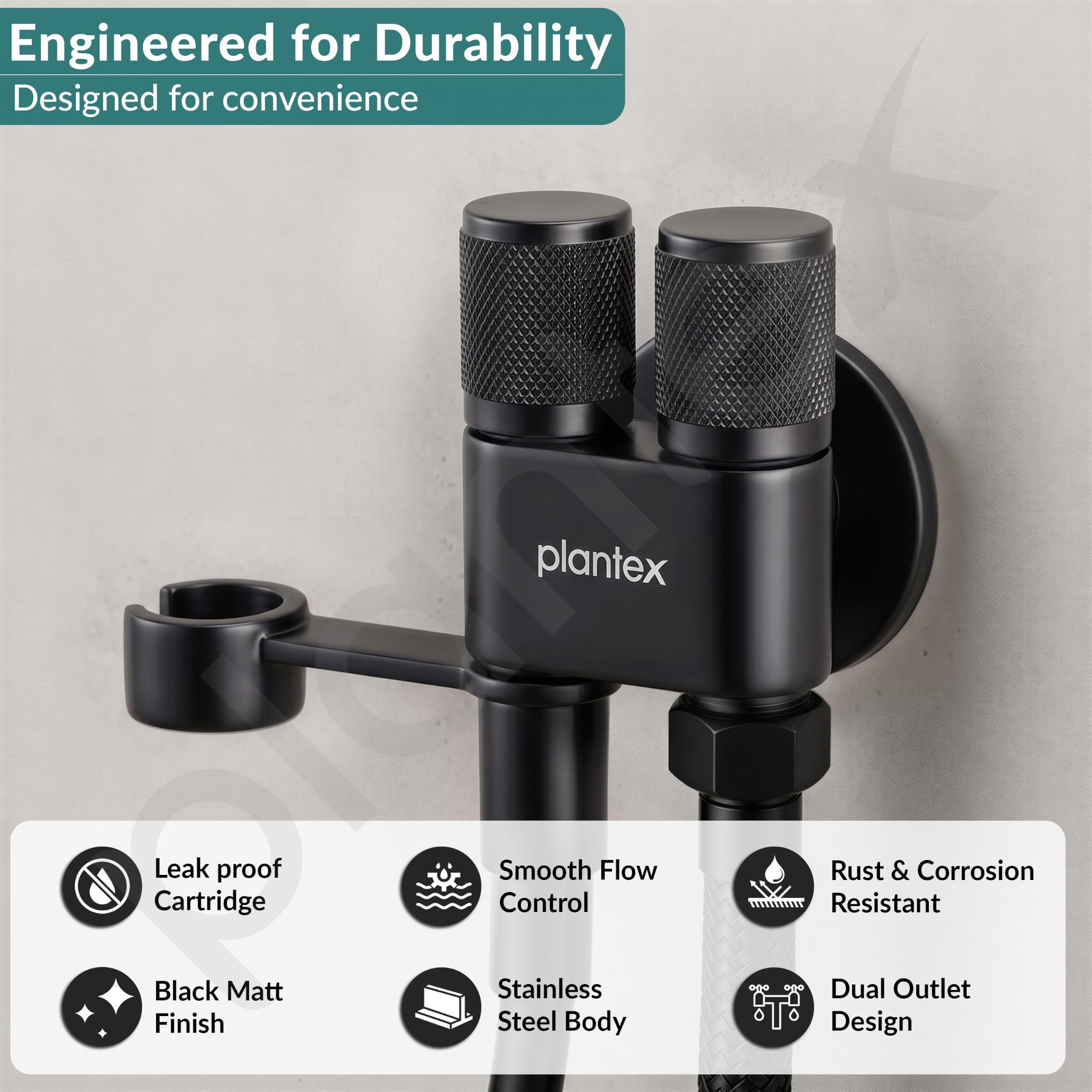 Plantex 2-in-1 Angle Cock - Black -2