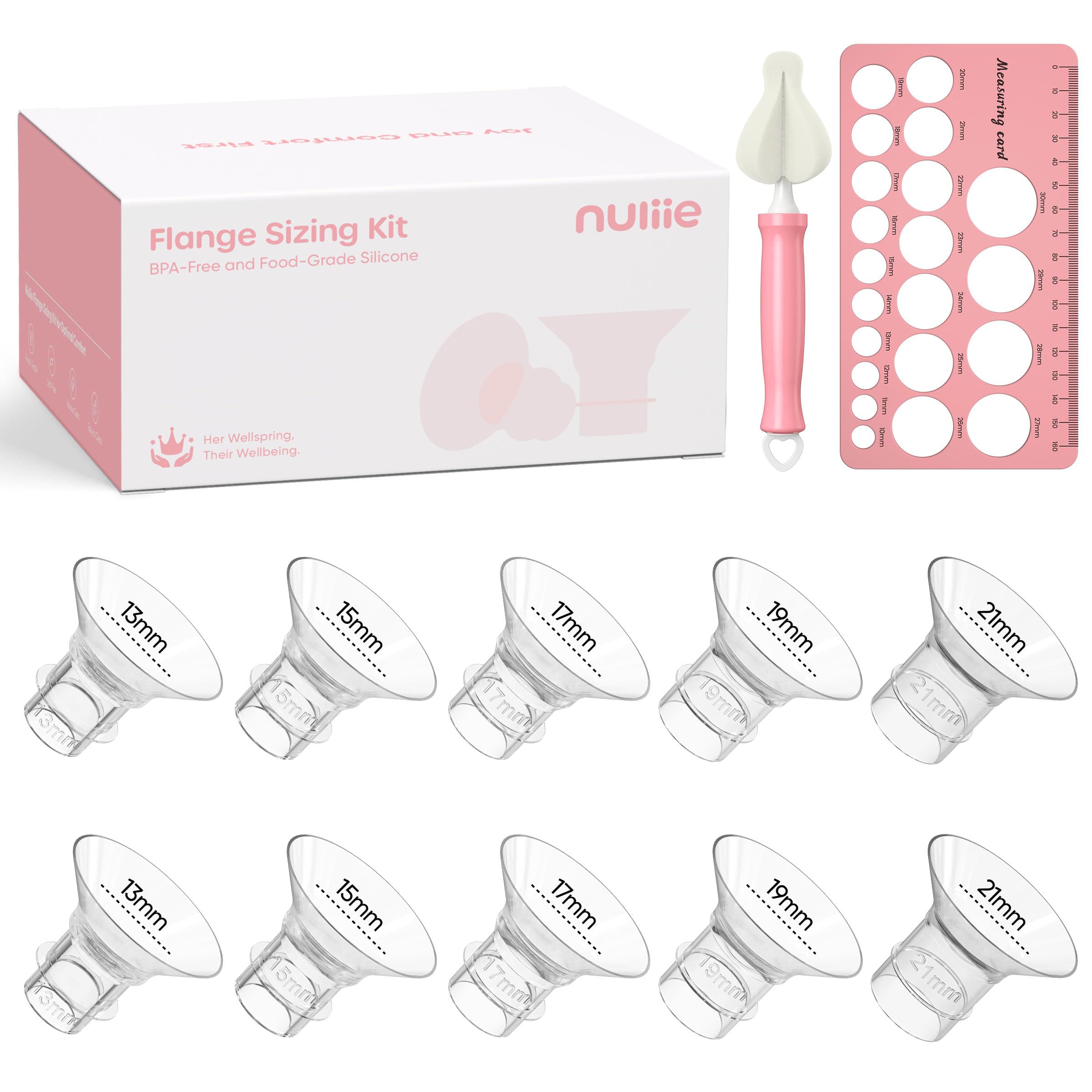 NOVIIML 0PCS Flange Inserts 13/15/17/19/21mm for 24mm Flange/Shield of Most Pumps, BPA Free Inserts, Compatible with Momcozy/Medela/Elvie/Spectra/Bellababy/TSRETE/Willow/Nuliie Breast Pumps-image-43