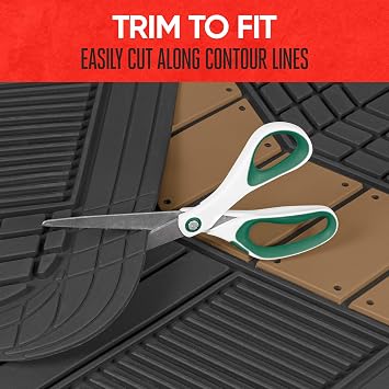 Motor Trend DualFlexTM Rubber Car Floor Mats All Weather Waterproof 4-Piece Sporty Two-Tone Design Car Mats Full Set - Universal Trim-to-Fit Floor Mats for Car, SUV, Trucks - Car Carpet Protector