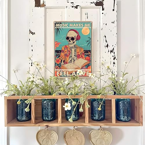 Miniatura 7 de Decoración de pared para sala de música, decoración de calavera gótica, diseño de calavera gótica, letrero de lata divertido para habitación de