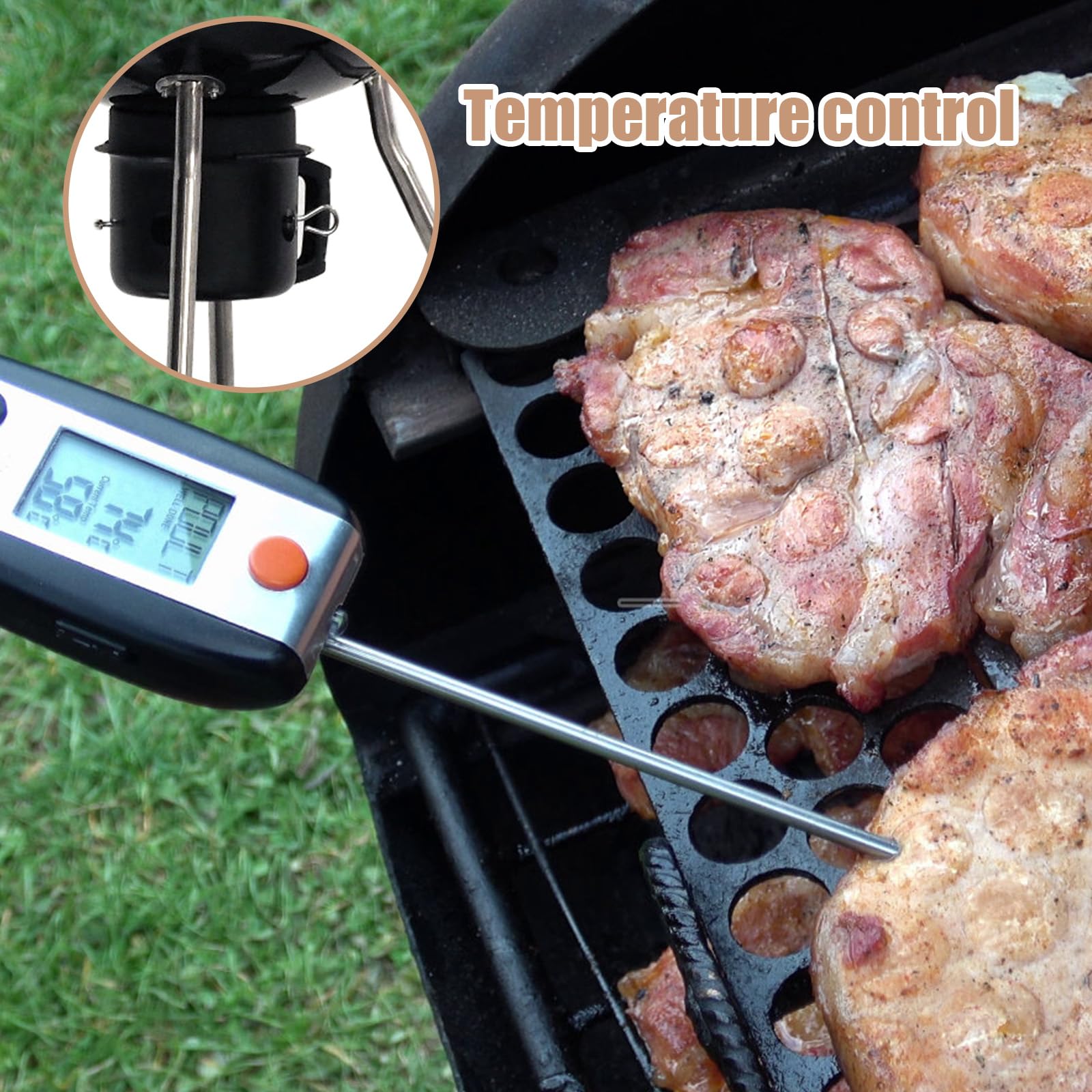 NQEUEPN 22-1/2 Pollici Kit Sistema di Pulizia One-Touch per Weber, 7444 Parti di Ricambio per Griglia Resistente al Calore Parti di Ricambio per Griglia Bollitore per Weber Griglia a Carbone