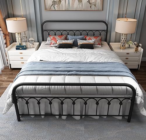 Miniatura 3 de Marco de cama, somier metálico y resistente, estilo clásico con cabecero 8013G4 80104 6608 6609 Negro -,gris, plateado (Gray Silver)