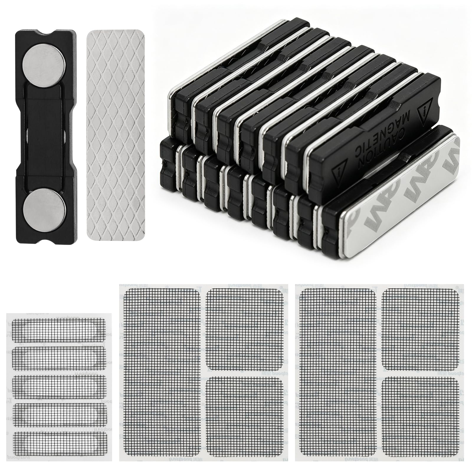 16 Pairs Curtain Magnets Closure, Magnetic Blackout Curtain Clips Plus 3 Pcs Window Screen Repair Patches, Adhesive Curtains Closer Clips for Blackout Blinds Window, Insect Net, Mesh Curtains