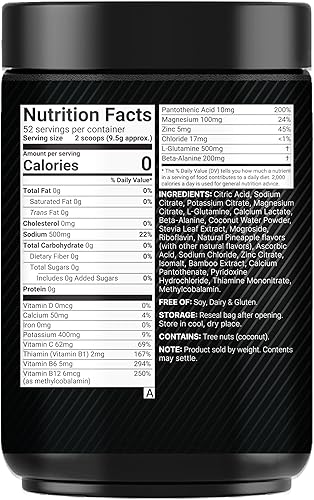 Miniatura 6 de Polvo de electrolitos deportivos sin azúcar, 17.64 oz (52 porciones)  Mezcla de bebida de hidratación de electrolitos con sodio, potasio, magnesio,