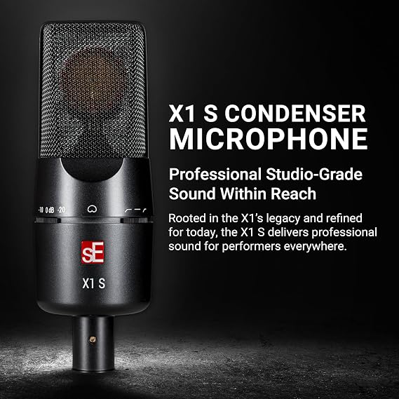 SE ELECTRONICS X1 S Vocal Pack with X1 S 1 Large Diaphragm Condenser Microphone, Shock Mount, Pop Filter & 3m Cable - Condenser Mic Bundle for Vocals, Instruments & Podcasting