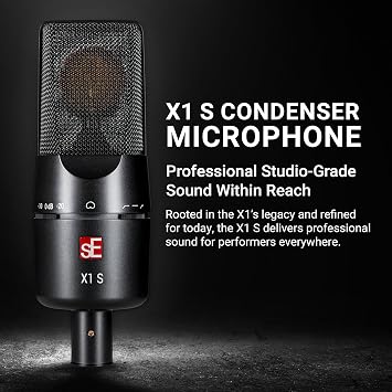 SE ELECTRONICS X1 S Vocal Pack with X1 S 1 Large Diaphragm Condenser Microphone, Shock Mount, Pop Filter & 3m Cable - Condenser Mic Bundle for Vocals, Instruments & Podcasting