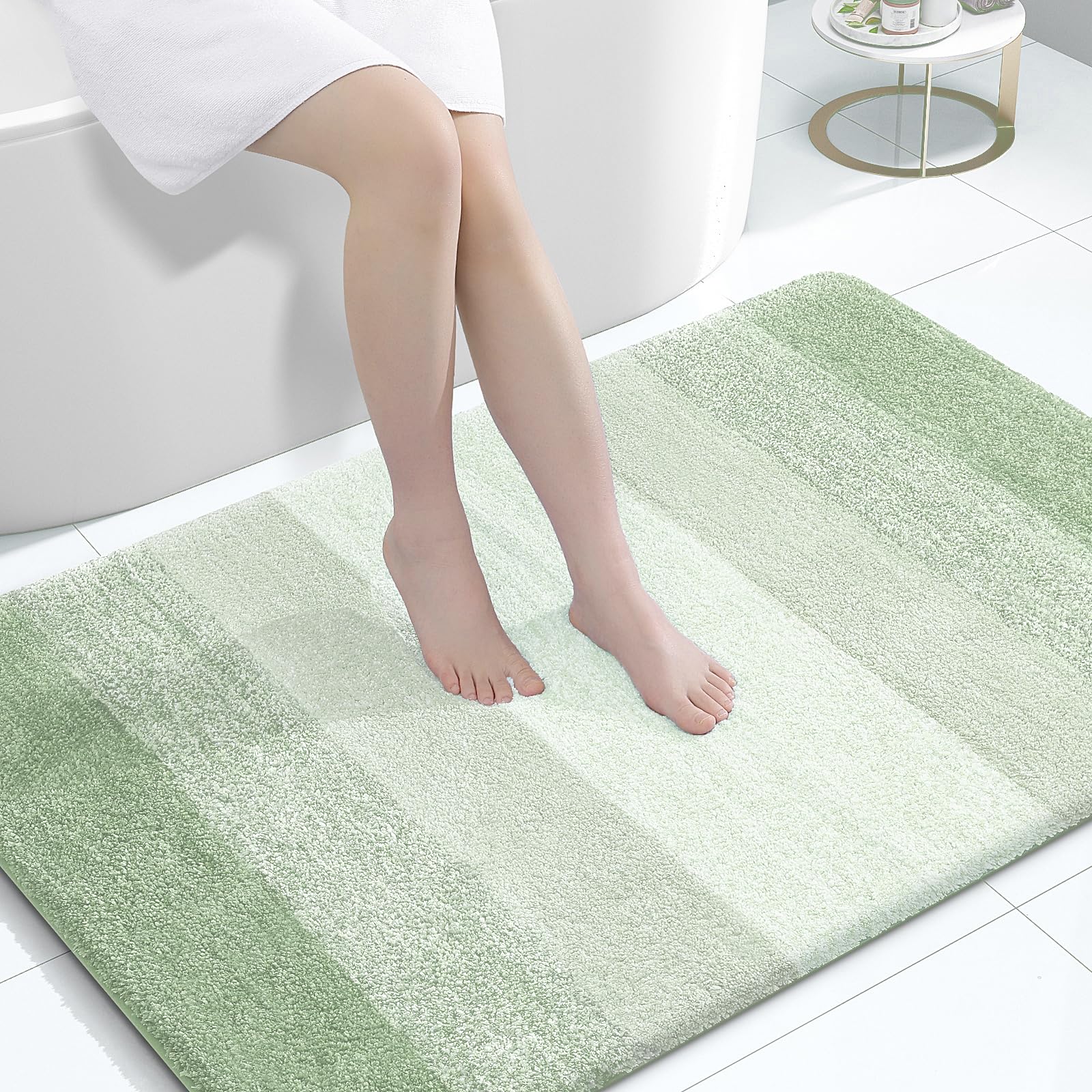 OLANLY Large Bathroom Rugs 44x32, Extra Soft Absorbent Microfiber Bath Rugs | Sage Green, Non-Slip Quick-Drying Rubber Backing, Washable Plush Bath Mat for Floor, Tub and Shower, Home Decor Accessories