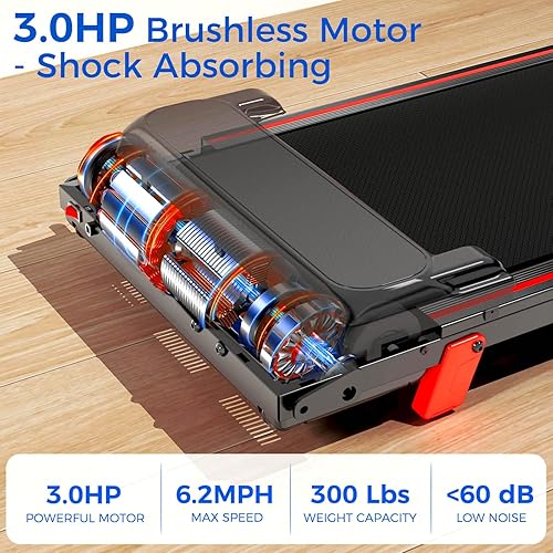 Miniatura 7 de Cinta de correr con 8% de inclinación, caminadora con barra de mango, cintas de correr plegables portátiles para correr y caminar, motorizado sin