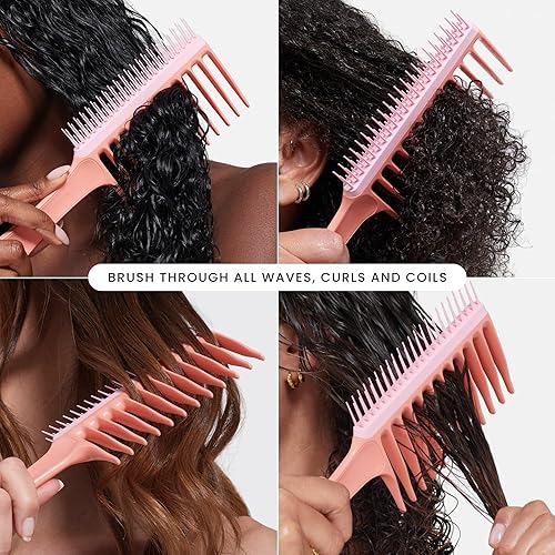 Miniatura 3 de Tangle Teezer Peine de dientes anchos, de doble cara para desenredar y menos roturas, para tipos de cabello rizado de 3C a 4C, Melocotón