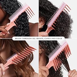Tangle Teezer Wide Tooth Comb, Double Sided for Detangling and Less Breakage, for 3C to 4C Curly Hair Types, Peach