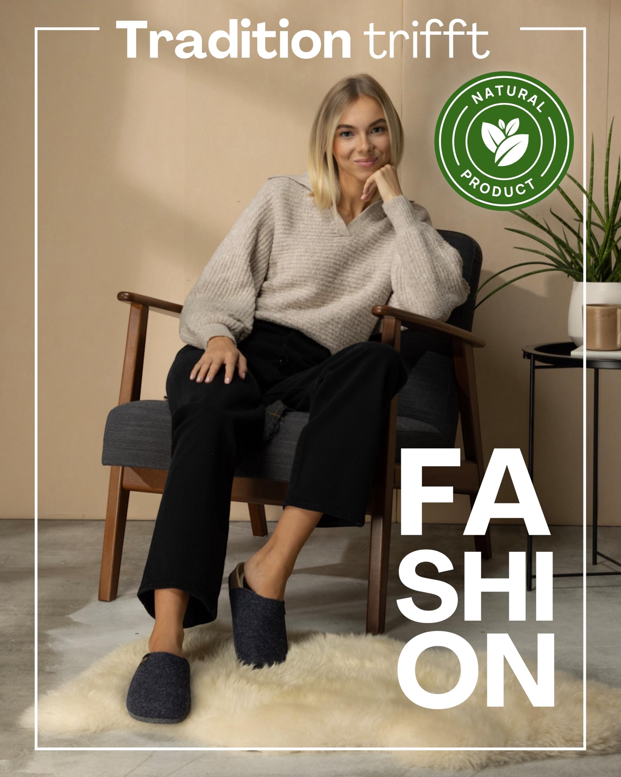 Bio Filzclogs I Elegante Filzpantoffeln aus hochwertigem Kork & Wollfilz I Warme Unisex-Hausschuhe mit ABS Sohle I ergonomisch, atmungsaktiv & rutschfest