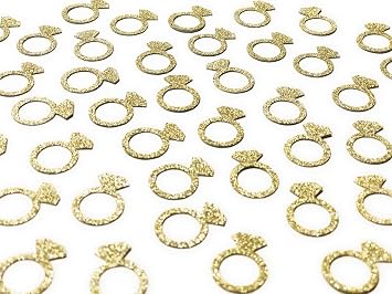 50 x Engagement Ring table confetti/scatter, bachelorette party decorations Gold