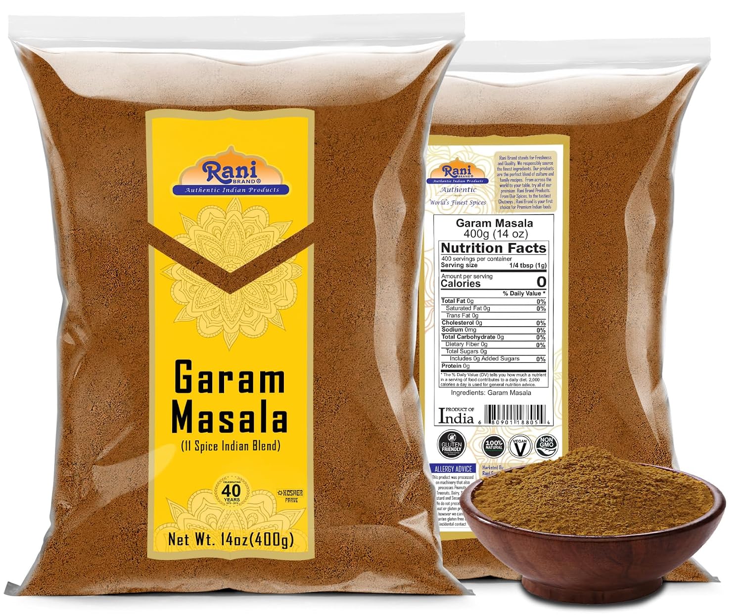 Rani Garam Masala Indian 11-Spice Blend 14oz (400g) ~ All Natural, Salt-Free | Vegan | No Colors | Gluten Friendly | NON-GMO | Kosher | Indian Origin image 2