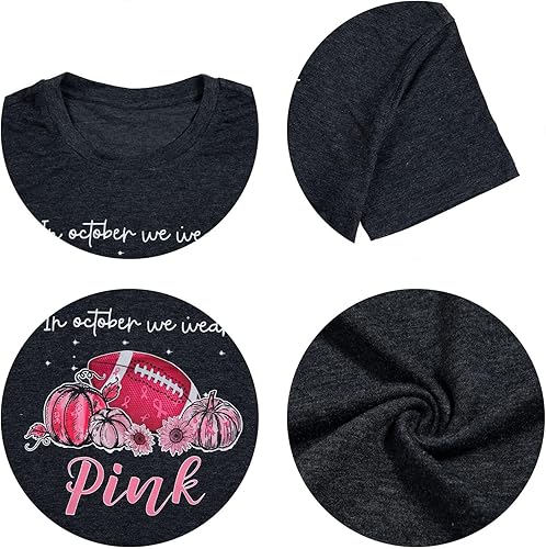 Miniatura 5 de Mujeres en octubre Llevamos camisa rosa Concientización sobre el cáncer de mama Tops Camiseta de fútbol para sobrevivientes de cáncer de mama