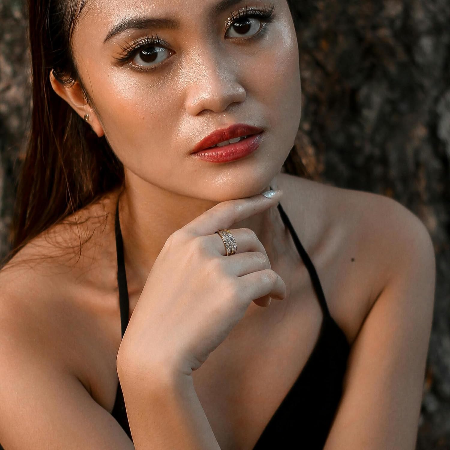 Chunky Band Rings for Women 2 Tone Intertwined Crossover Statement Ring, Cable Wire Twine Twisted Wide Index Finger Gold and Silver Ring Fashion Costume Jewelry Gifts for Her - Image 6