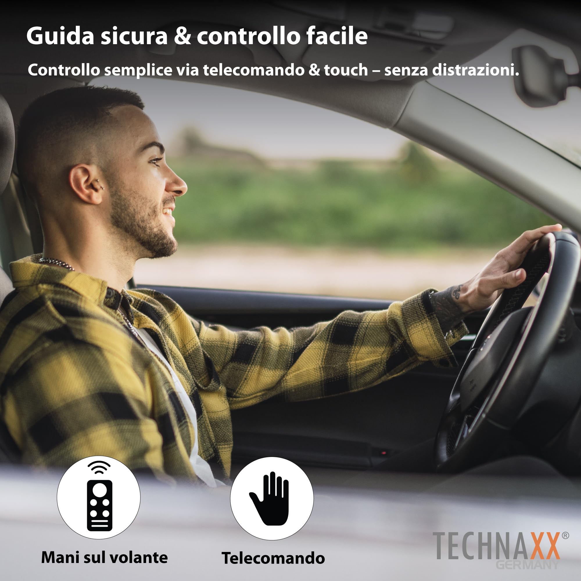 Technaxx TX-320, Wireless Car Play & Android Auto Display 7” per Apple Car Play e Android Auto con Bluetooth 5.0, trasmettitore FM, AUX, altoparlante incorporato, supporto per cruscotto/parabrezza