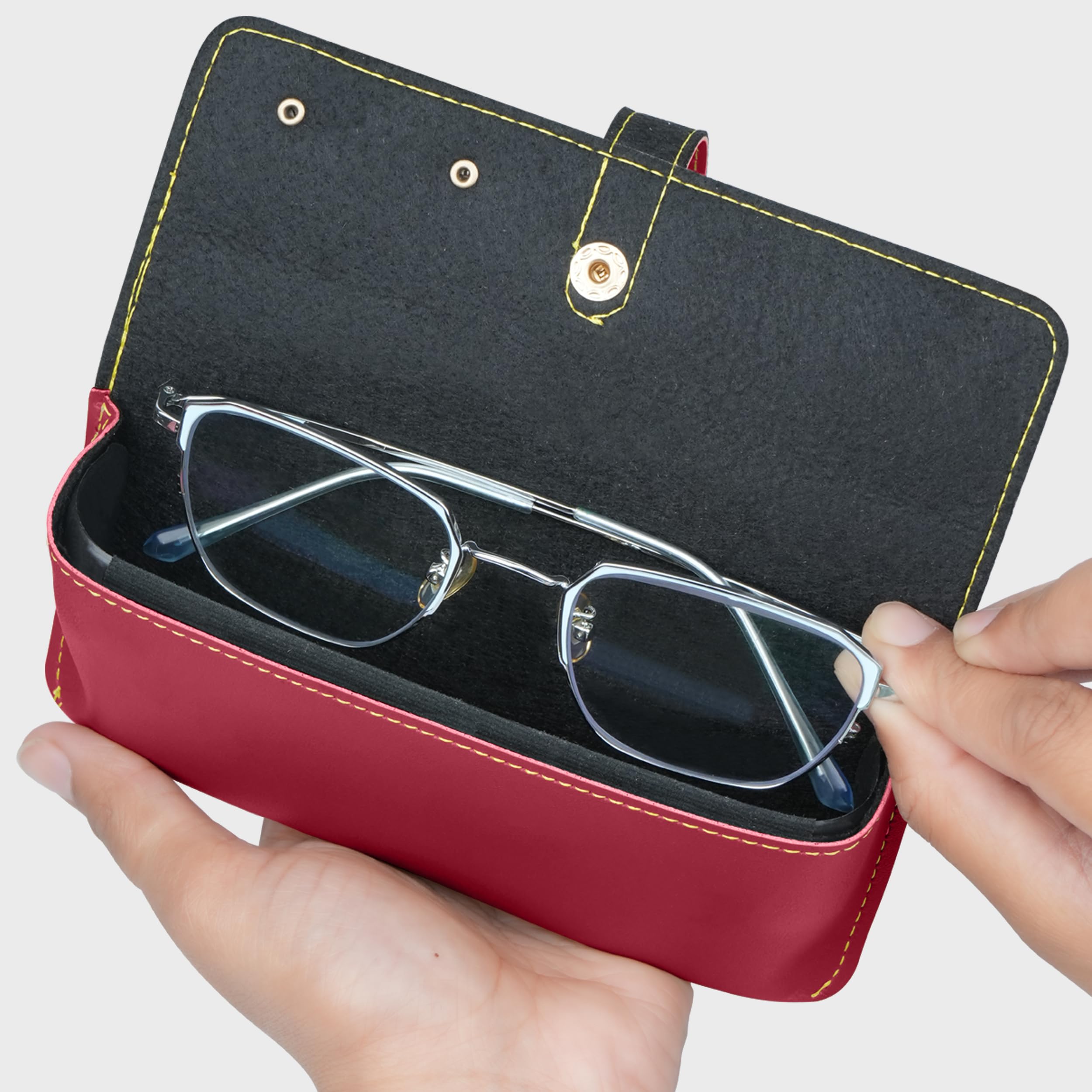 The Wallet Store Leather Eyewear Case for Men & Women Specs Cover - Red