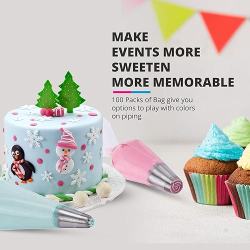 Miniatura 3 de Riccle Bolsas de pastelería desechables de 16 pulgadas  100 bolsas antiestallido para glaseado de crema, decoración de pasteles y galletas