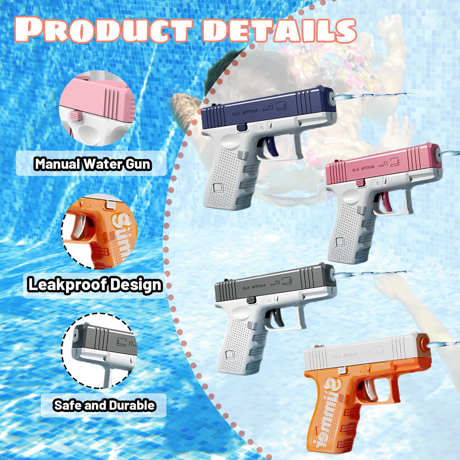 4PCS Water Pistol, Small Water Pistols, Mini Water Gun - Image 3