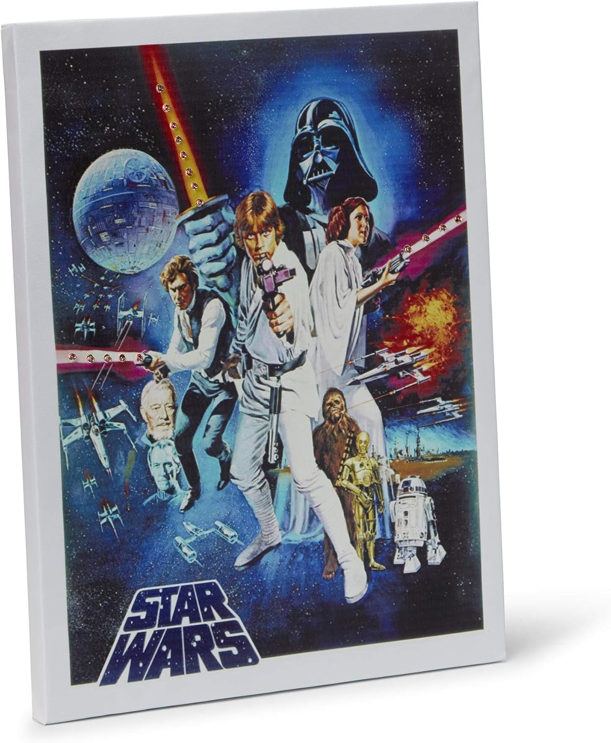 Star Wars Episode IV: A New Hope - Original 1977 Movie Poster Recreation - Decor for Kitchen, Living Room, Family Room, Bedroom - Vintage Unframed 16x20-Inch Wall Canvas Hanging - Licensed Disney Item