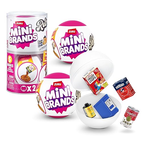 Mini Brands Retro 2 Pack Capsule with 60+ Mystery Mini's to Collect, Real Licenses, Rare Collectibles, Blind Pack, Ages 3+ - 2 Pack