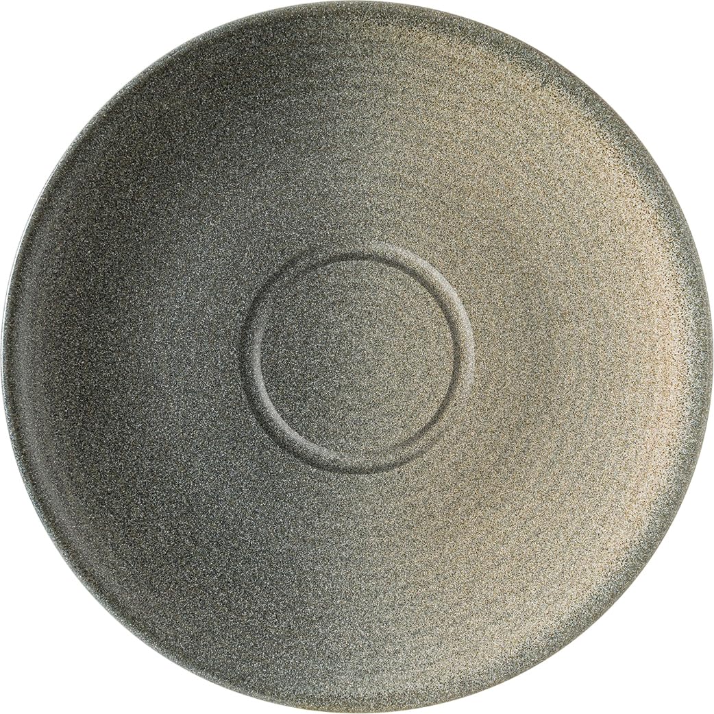 Bonna Hornfels Ripple Espressountertassen 12 cm – 6er Set | Graues Porzellan | Mikrowellen- & Spülmaschinengeeignet | Horeca-Qualität | HORRPL01KT