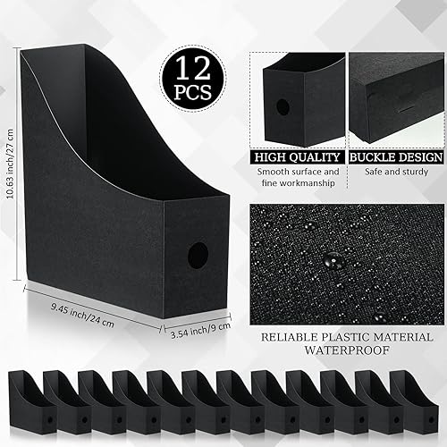 Miniatura 2 de Geyee Paquete de 12 soportes de plástico para archivadores de revistas, organizador de escritorio para revistas, cajas de archivos resistentes para