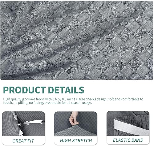 Miniatura 4 de YEMYHOM Juego de funda de 4 piezas de funda para sofá de tamaño grande + funda otomana de tamaño grande (gris claro)